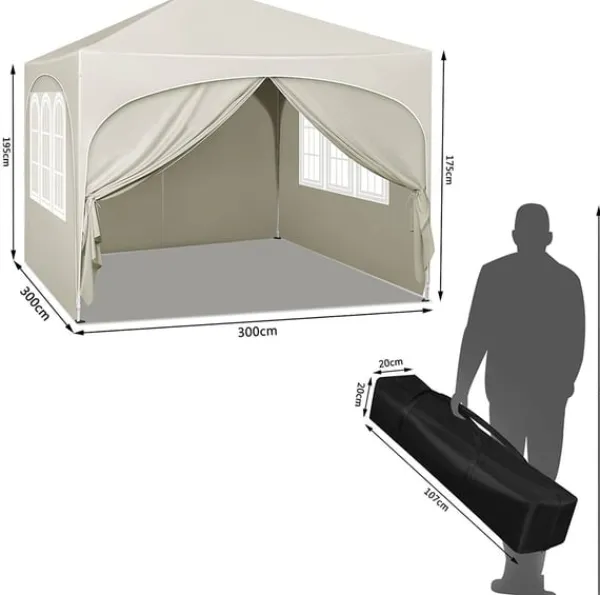New Rootz Ultimate Outdoor Gazebo - Vejrbestandig pavillon - Eventtelt - Stærk metalramme - UV- og regnbeskyttelse - Nem opsætning - 3x3m Telte & Lysthuse