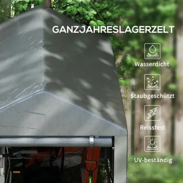 Skure, Garager & Carports^Rootz Værktøjsskur - Udendørs opbevaring - Cykelskur - Motorcykelgarage - UV-resistent presenning - Galvaniseret stål - 120 cm x 179 cm x 165 cm