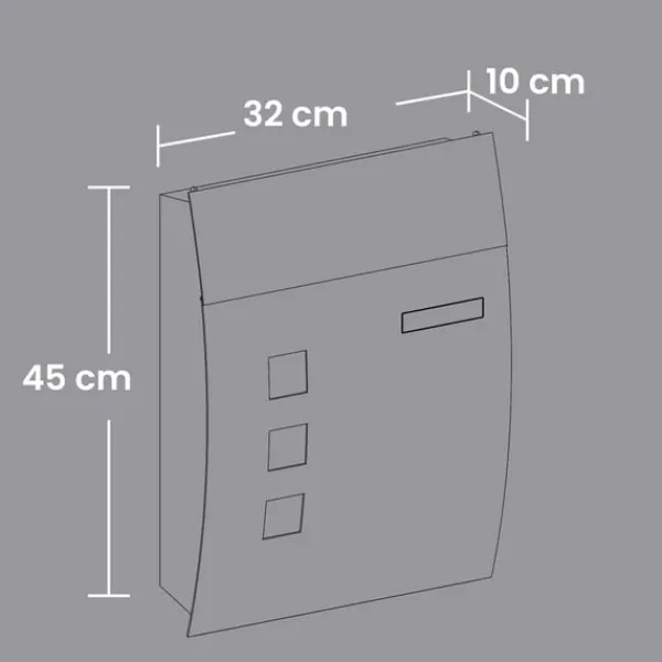 Postkasser & Brevindkast^Rootz Wall Letter Box - Låsbar postkasse - Visningsvindue - Vejrbestandig - 32 cm x 10 cm x 45 cm