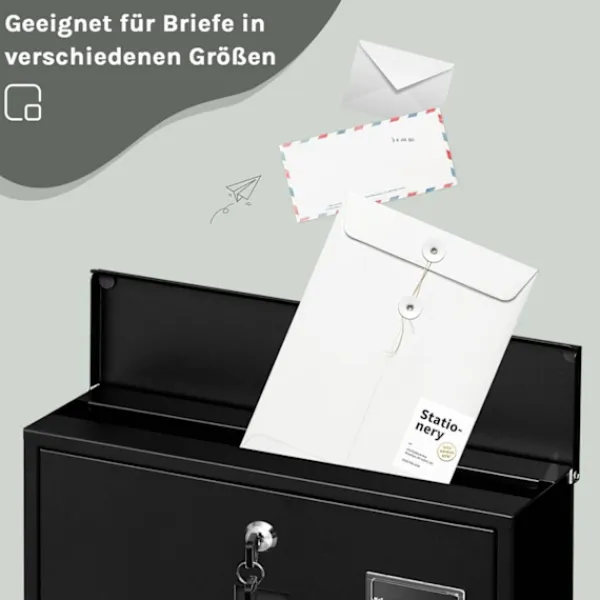 Postkasser & Brevindkast^Rootz Wall Mailbox - Outdoor Letterbox - Locking Mail Holder - Rust -resistente, Privacy Secure - 37x37x10,5 cm sort