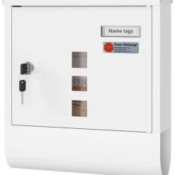 Outlet Rootz White Mailbox - Vægmonteret postkasse - Sikkert låsesystem - Galvaniseret stål - 30,6 x 33,5 x 10 cm Postkasser & Brevindkast