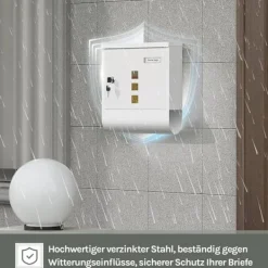 Outlet Rootz White Mailbox - Vægmonteret postkasse - Sikkert låsesystem - Galvaniseret stål - 30,6 x 33,5 x 10 cm Postkasser & Brevindkast