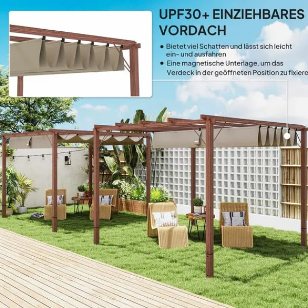 Best ROOTZ 3X3 M Garden Pergola - Terrasse baldakin - gårdhaveafdækning - UPF30+ solbeskyttelse - aluminiumsramme - 299x296x232 cm Buer, Spalier, Lysthuse Uden Tag