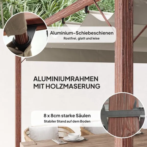 Best ROOTZ 3X3 M Garden Pergola - Terrasse baldakin - gårdhaveafdækning - UPF30+ solbeskyttelse - aluminiumsramme - 299x296x232 cm Buer, Spalier, Lysthuse Uden Tag
