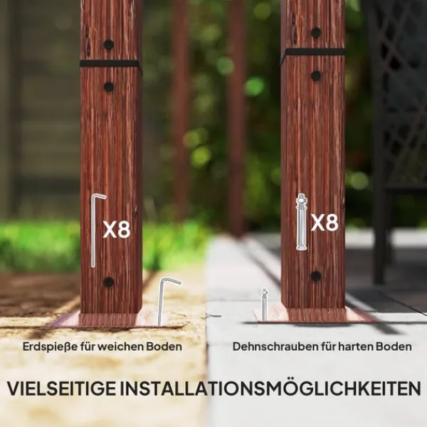 Best ROOTZ 3X3 M Garden Pergola - Terrasse baldakin - gårdhaveafdækning - UPF30+ solbeskyttelse - aluminiumsramme - 299x296x232 cm Buer, Spalier, Lysthuse Uden Tag