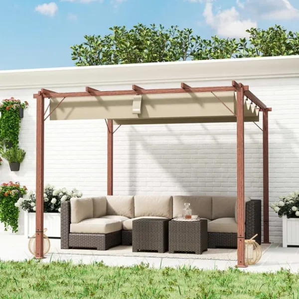 Best ROOTZ 3X3 M Garden Pergola - Terrasse baldakin - gårdhaveafdækning - UPF30+ solbeskyttelse - aluminiumsramme - 299x296x232 cm Buer, Spalier, Lysthuse Uden Tag