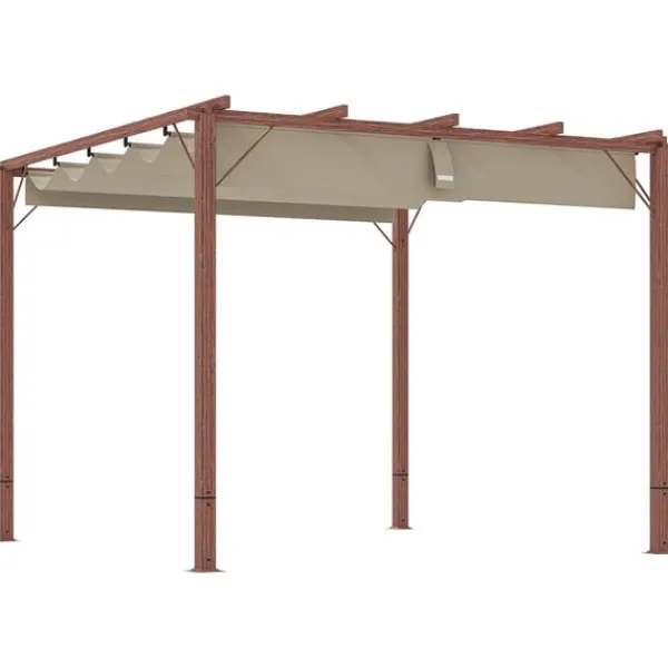 Best ROOTZ 3X3 M Garden Pergola - Terrasse baldakin - gårdhaveafdækning - UPF30+ solbeskyttelse - aluminiumsramme - 299x296x232 cm Buer, Spalier, Lysthuse Uden Tag
