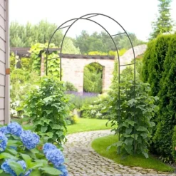 Best Rosenbue/havebue i metal, sort, 140×40×240 cm, til klatreplanter Buer, Spalier, Lysthuse Uden Tag