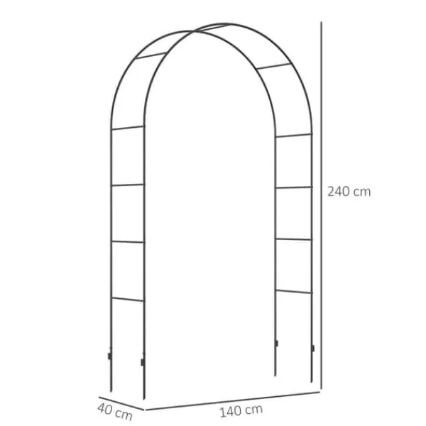 Best Rosenbue/havebue i metal, sort, 140×40×240 cm, til klatreplanter Buer, Spalier, Lysthuse Uden Tag