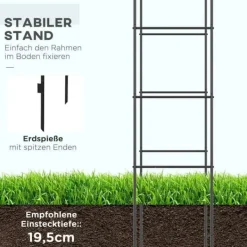 Best Rosenbue/havebue i metal, sort, 140×40×240 cm, til klatreplanter Buer, Spalier, Lysthuse Uden Tag