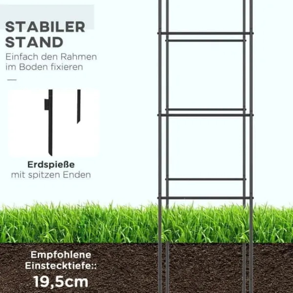Best Rosenbue/havebue i metal, sort, 140×40×240 cm, til klatreplanter Buer, Spalier, Lysthuse Uden Tag