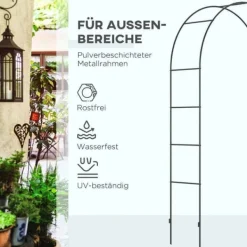 Best Rosenbue/havebue i metal, sort, 140×40×240 cm, til klatreplanter Buer, Spalier, Lysthuse Uden Tag
