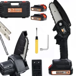 Havemaskiner^Rosfix Rosfix Black Piranha BPW21V Akku-Elektrisk Motorsav Animal PRO Series + 2x Max Lithium Power Batteri + Kuffert og Tilbehør + Bom