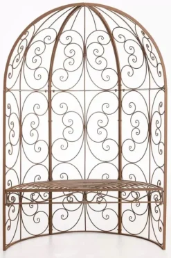 Hot Rosie Antique Brown Metal Half Gazebo with Built-in Bench - Garden Trellis for Climbing Plants, 178cm Buer, Spalier, Lysthuse Uden Tag