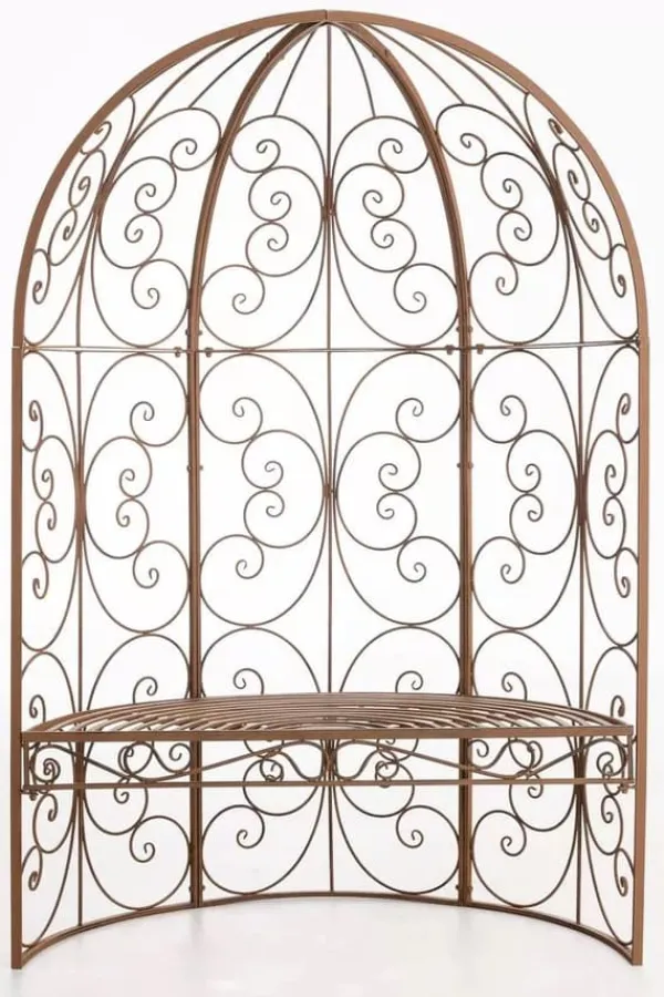 Hot Rosie Antique Brown Metal Half Gazebo with Built-in Bench - Garden Trellis for Climbing Plants, 178cm Buer, Spalier, Lysthuse Uden Tag
