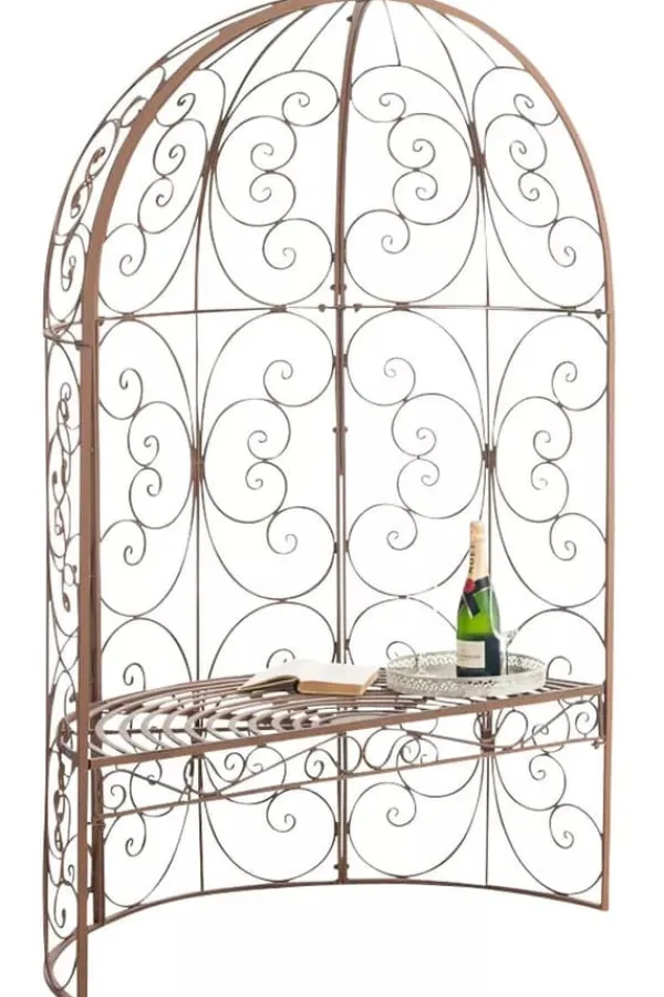 Hot Rosie Antique Brown Metal Half Gazebo with Built-in Bench - Garden Trellis for Climbing Plants, 178cm Buer, Spalier, Lysthuse Uden Tag