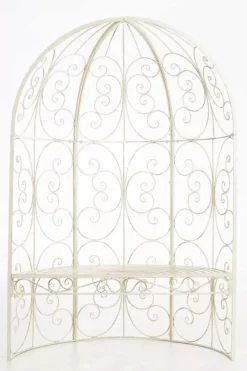 Discount Rosie Half Gazebo Pavilion with Bench - Antique Cream Metal Garden Trellis, 178 cm H Buer, Spalier, Lysthuse Uden Tag