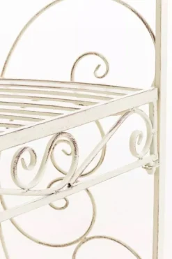 Discount Rosie Half Gazebo Pavilion with Bench - Antique Cream Metal Garden Trellis, 178 cm H Buer, Spalier, Lysthuse Uden Tag
