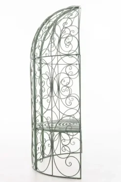 Buer, Spalier, Lysthuse Uden Tag^Rosie Half Gazebo with Bench, Antique Green Metal Trellis for Climbing Plants, 178cm Height