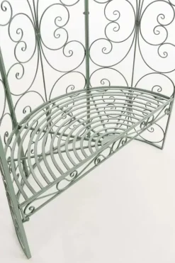 Buer, Spalier, Lysthuse Uden Tag^Rosie Half Gazebo with Bench, Antique Green Metal Trellis for Climbing Plants, 178cm Height