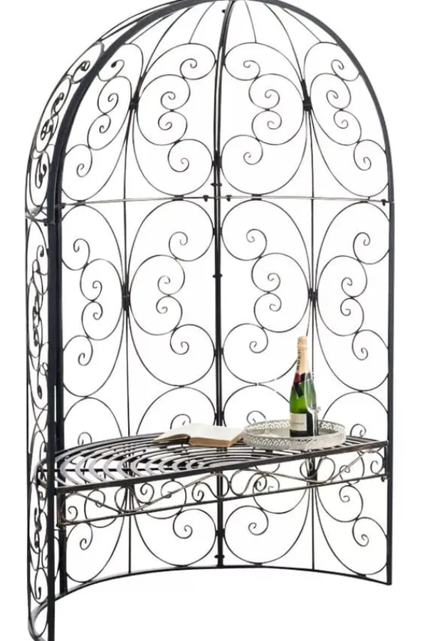 Sale Rosie Half Gazebo with Bench - Bronze Metal Garden Trellis Arbour - 178cm Height Buer, Spalier, Lysthuse Uden Tag
