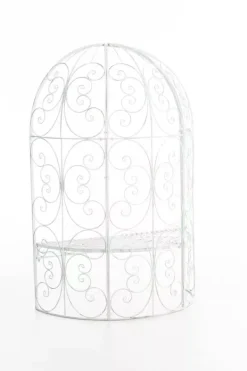 Online Rosie Half Gazebo with Bench - Antique White Metal Garden Trellis Pavilion Buer, Spalier, Lysthuse Uden Tag