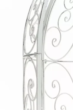 Online Rosie Half Gazebo with Bench - Antique White Metal Garden Trellis Pavilion Buer, Spalier, Lysthuse Uden Tag