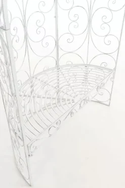 Online Rosie Half Gazebo with Bench - Antique White Metal Garden Trellis Pavilion Buer, Spalier, Lysthuse Uden Tag