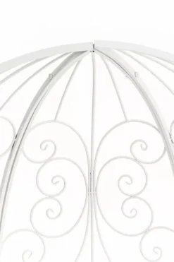 Buer, Spalier, Lysthuse Uden Tag^Rosie White Metal Half Gazebo with Bench - Garden Trellis Pavilion for Climbing Plants, 178cm H x 120cm W