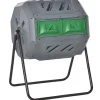 Discount Roterende tromlekompostbeholder 160 L, 2 kamre – hurtig kompostering af haveaffald, grå Kompostering