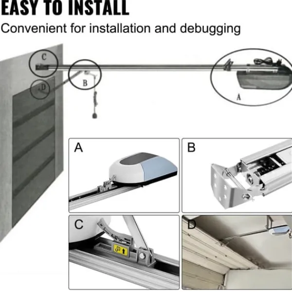 Clearance Rulleportåbner 1000N til garage, komplet med 150W fjernbetjening og automatiske skydeportesæt. Effektiv og brugervenlig løsning. Skure, Garager & Carports
