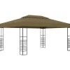 Telte & Lysthuse^Rummelig pavillon 3x4 m - Ventileret festtelt med stålkonstruktion | Farve: Gråbrun | Størrelse: 3x4 m