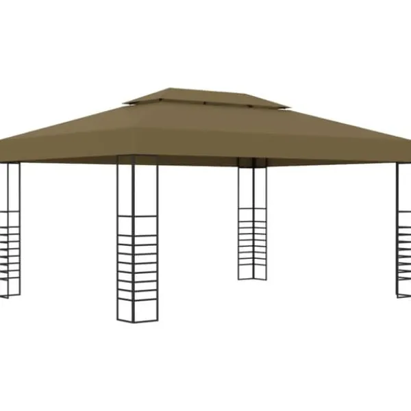 Telte & Lysthuse^Rummelig pavillon 3x4 m - Ventileret festtelt med stålkonstruktion | Farve: Gråbrun | Størrelse: 3x4 m