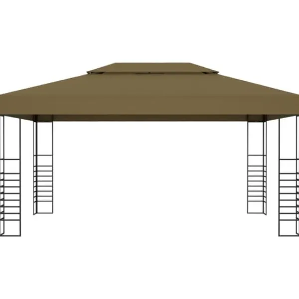 Telte & Lysthuse^Rummelig pavillon 3x4 m - Ventileret festtelt med stålkonstruktion | Farve: Gråbrun | Størrelse: 3x4 m