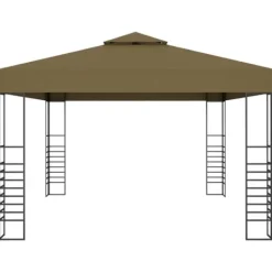 Telte & Lysthuse^Rummelig pavillon 3x4 m - Ventileret festtelt med stålkonstruktion | Farve: Gråbrun | Størrelse: 3x4 m