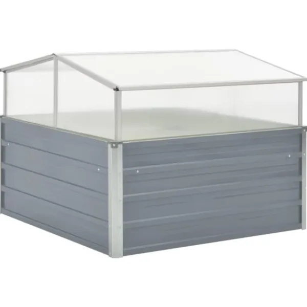 Best Rummeligt drivhus i galvaniseret stål - Beskyt planter | Størrelse: 100x100x85 cm | Farve: Grå Drivhus