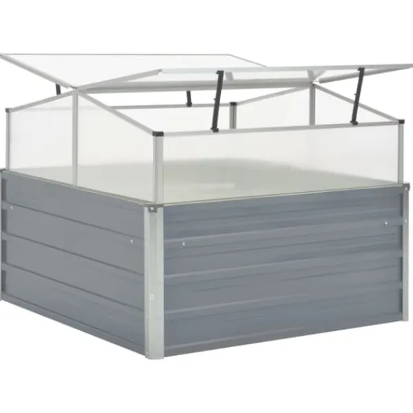 Best Rummeligt drivhus i galvaniseret stål - Beskyt planter | Størrelse: 100x100x85 cm | Farve: Grå Drivhus