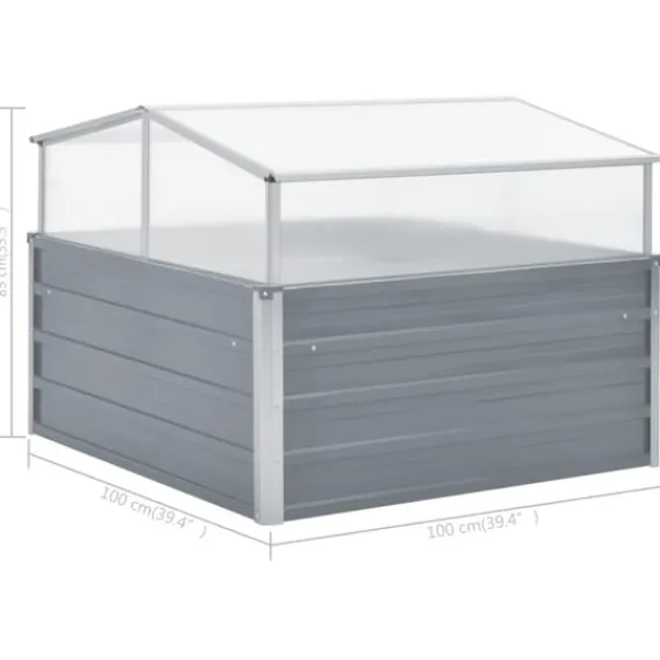 Best Rummeligt drivhus i galvaniseret stål - Beskyt planter | Størrelse: 100x100x85 cm | Farve: Grå Drivhus