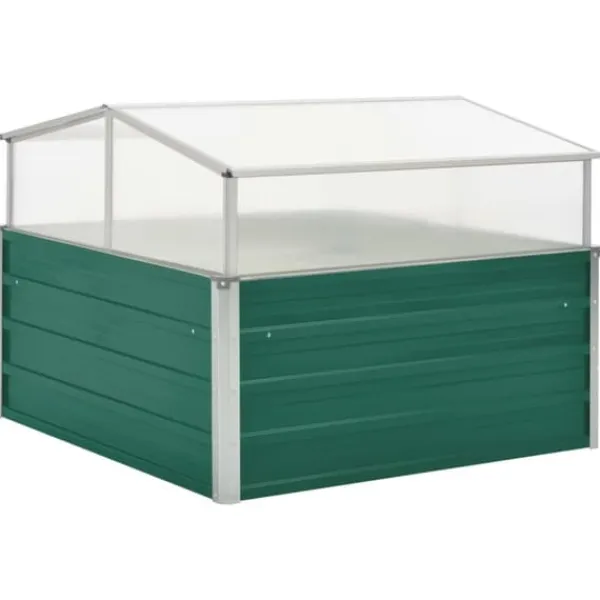 Drivhus^Rummeligt drivhus i galvaniseret stål - Plantebeskyttelse | Størrelse: 100x100x77 cm | Farve: Grøn