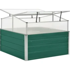 Drivhus^Rummeligt drivhus i galvaniseret stål - Plantebeskyttelse | Størrelse: 100x100x77 cm | Farve: Grøn