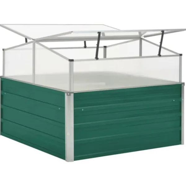 Drivhus^Rummeligt drivhus i galvaniseret stål - Plantebeskyttelse | Størrelse: 100x100x77 cm | Farve: Grøn