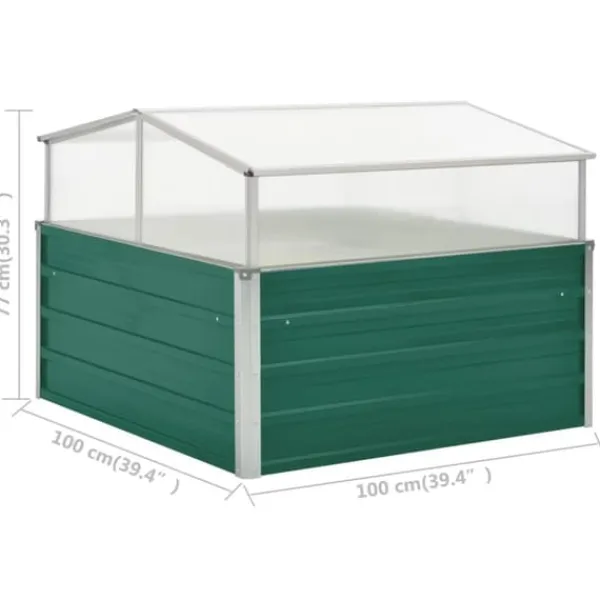 Drivhus^Rummeligt drivhus i galvaniseret stål - Plantebeskyttelse | Størrelse: 100x100x77 cm | Farve: Grøn