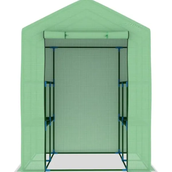Drivhus^Rummeligt drivhus med hylder - Plantehus i stål | Størrelse: 143x143x195 cm