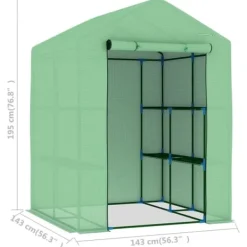 Drivhus^Rummeligt drivhus med hylder - Plantehus i stål | Størrelse: 143x143x195 cm