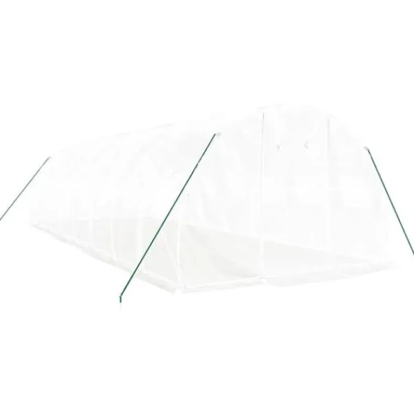 Drivhus^Rummeligt drivhus med stålstel - Beskyt dine planter | Størrelse: 24 m² | 8x3x2 m | Farve: Hvid