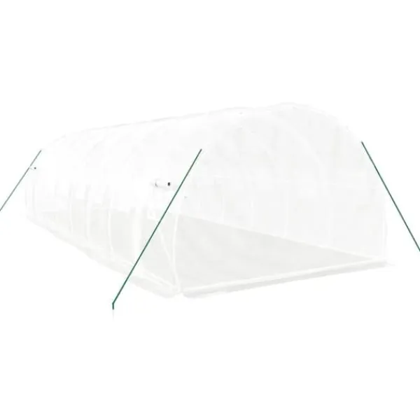 Drivhus^Rummeligt drivhus med stålstel - Beskyt dine planter | Størrelse: 24 m² | 8x3x2 m | Farve: Hvid