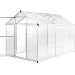 Drivhus^Rummeligt drivhus 302x190x195 cm - Dobbeltvæggede paneler | Farve: Aluminium | Størrelse: 11,19 m³