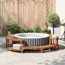 Best Rund Bubble Bath Indhegning i Akacietræ - Elegant & Vejrresistent | Ø255 cm | Farve: Brun Spa & Udendørsbad
