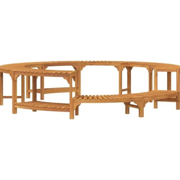 Spa & Udendørsbad^Rund bubble bath indhegning i solidt akacietræ | Ø275 cm | Farve: Brun
