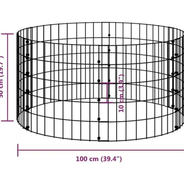 Rund gabionsøjle - Galvaniseret stål til haveprojekter | Ø100x50 cm Krukker & Plantebeholdere